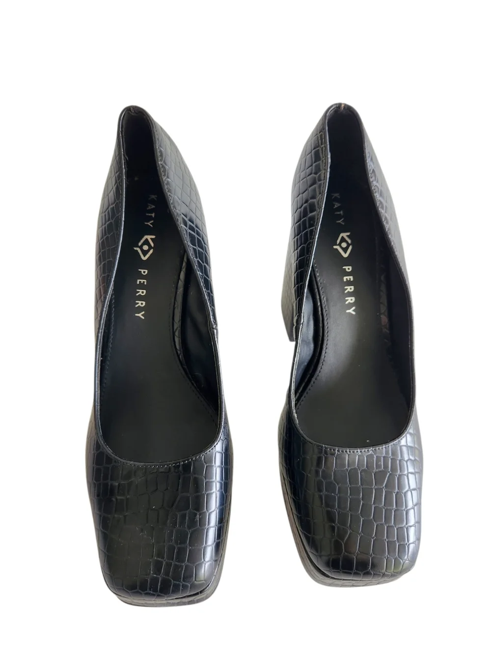 Katy Perry The Uplift Platform Pump Black Block Heel Square Toe  Size 10